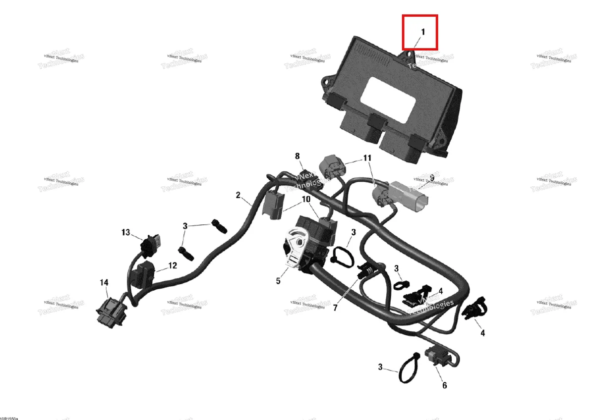 Деталь 420666107 (Электронный блок) на схеме узла 2015 Ski-Doo SKANDIC WT 600 ACE Engine Harness And Electronic Module