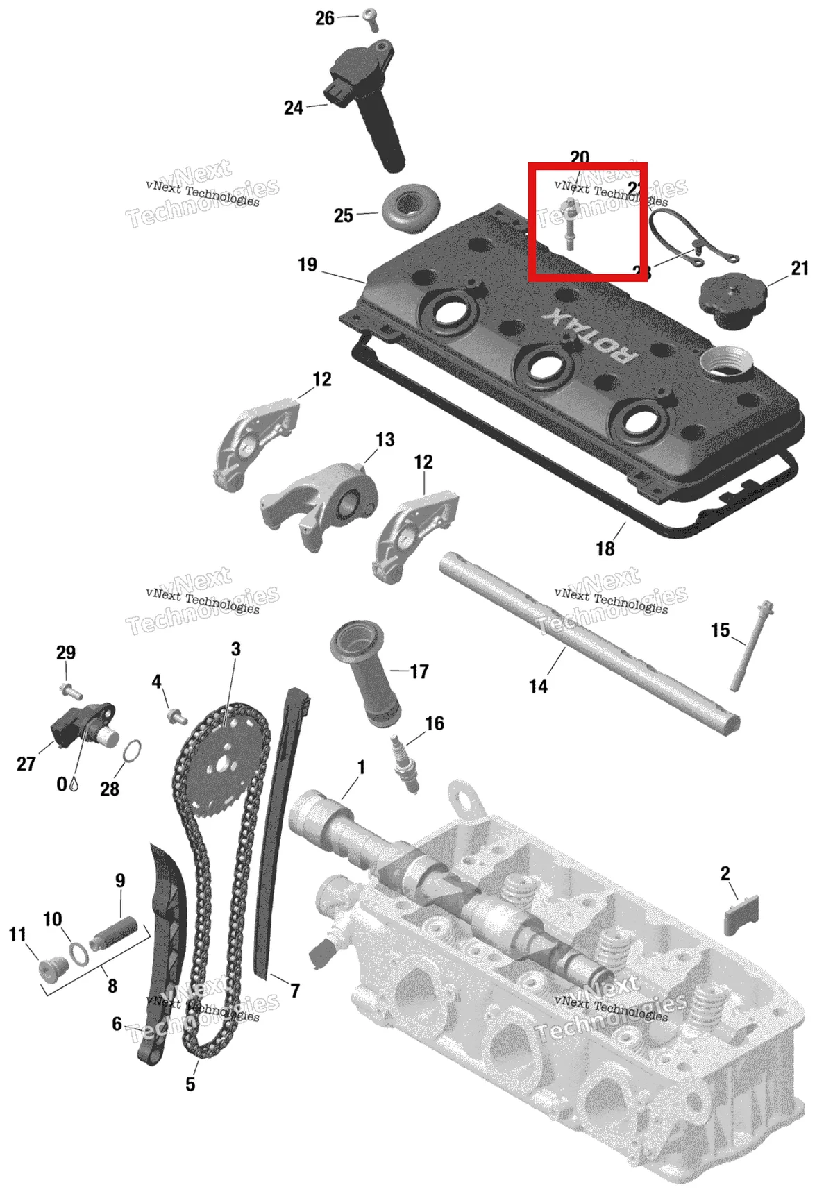 Деталь 420666142 на схеме узла 2022 Sea-Doo GTI 130 Rotax - Valve Train