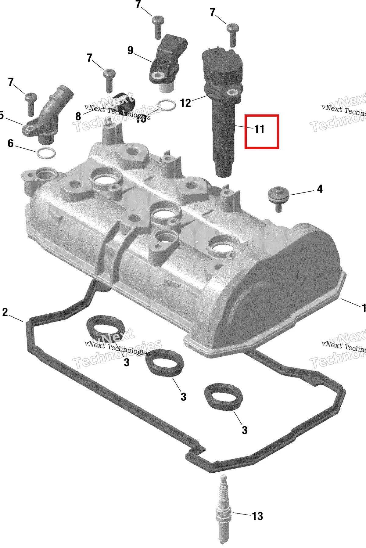 Деталь 420666145 на схеме узла 2022 Can-Am Maverick Turbo RR - DS - CE Rotax - Valve Cover