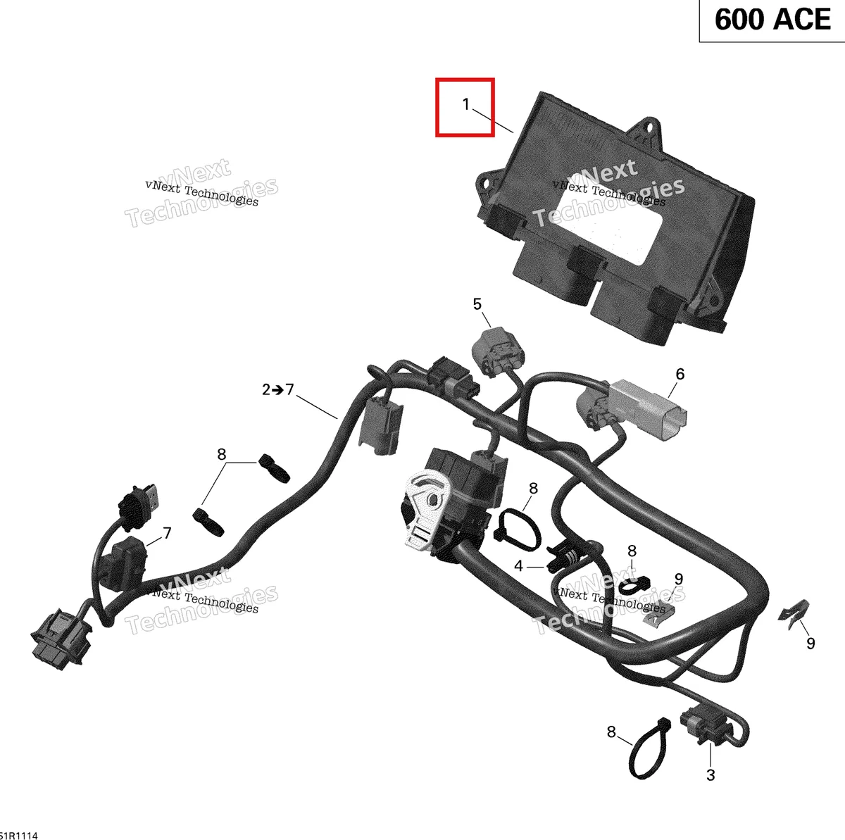 Деталь 420666184 (Деталь Ecm, Engine Control Module) на схеме узла 2011 Ski-Doo Expedition Sport 600ACE Engine Harness And Electronic Module