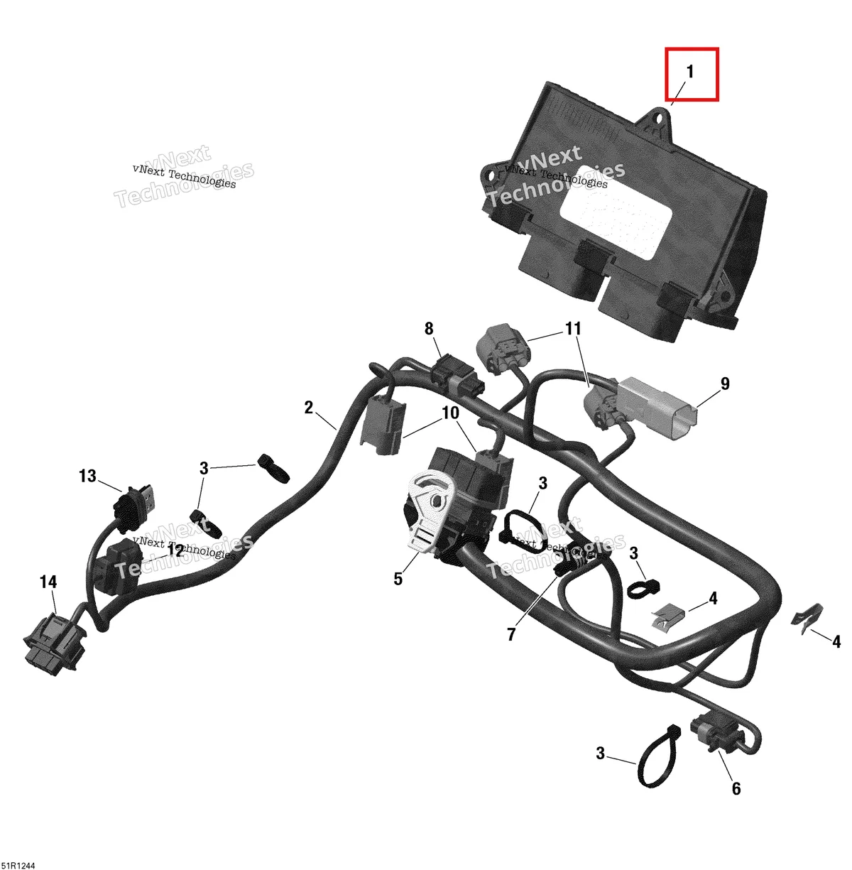 Деталь 420666186 (Деталь Ecm, Engine Control Module) на схеме узла Engine Harness And Electronic Module