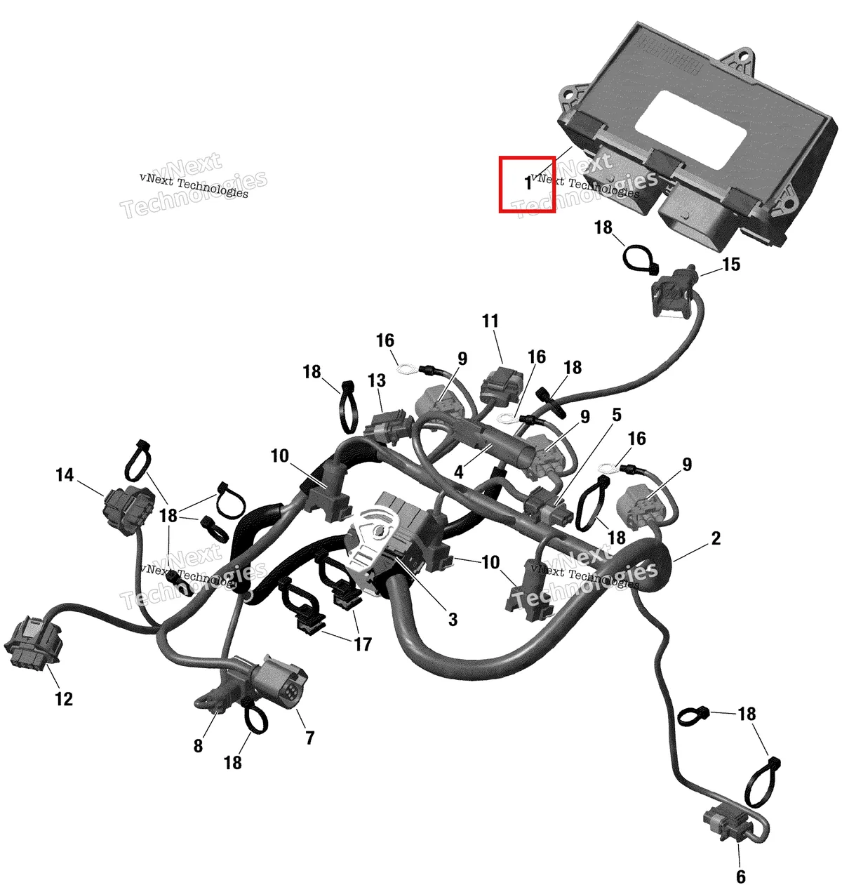 Деталь 420666202 на схеме узла Rotax - Engine Harness And Electronic Module