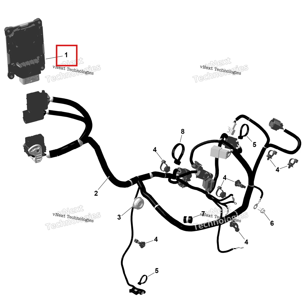 Деталь 420666281 на схеме узла 2026 Can-Am OUTLANDER - 2X4 - STD - 500 - 1KTB - Legion Red Rotax - Engine Harness And Electronic Module