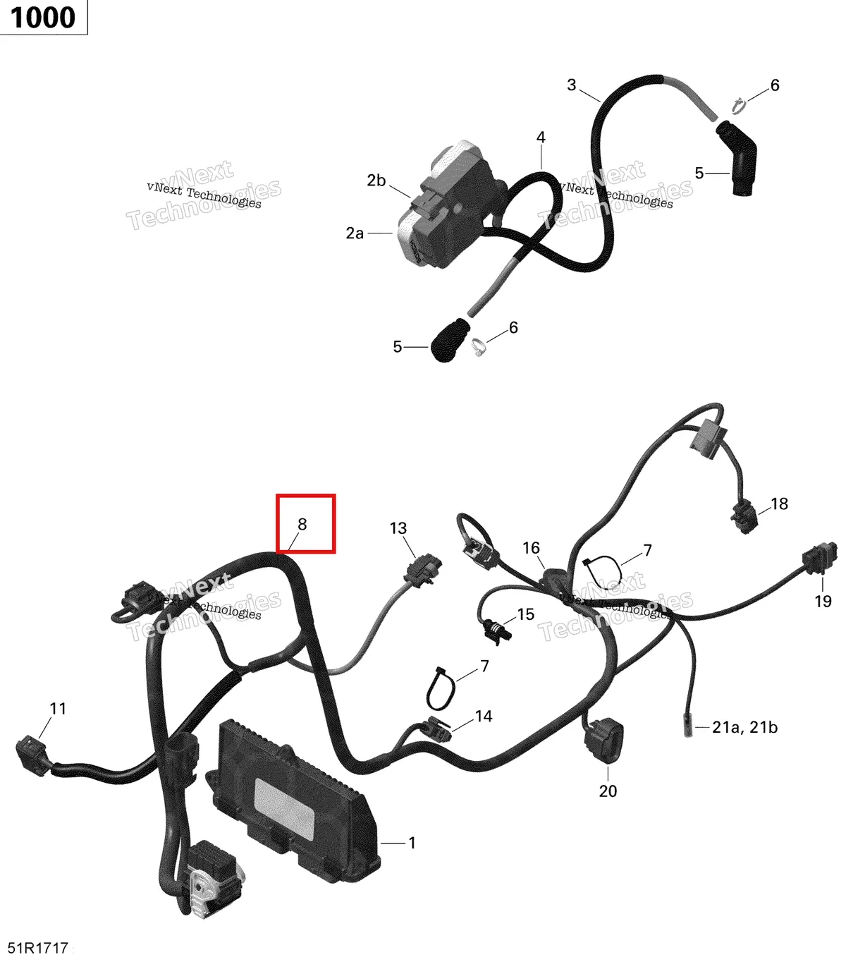 Деталь 420666332 на схеме узла 2017 Can-Am Commander - Commander Max Engine Harness And Electronic Module - 1000 Efi