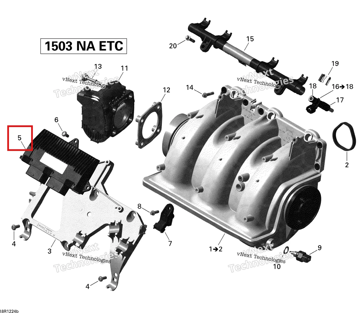 Деталь 420666371 на схеме узла 2012 Sea-Doo GTX S 155 Air Intake Manifold And Throttle Body 1_Gtx S155