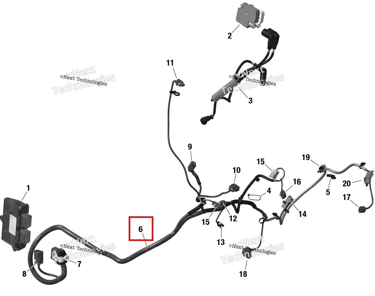 Деталь 420666653 на схеме узла 2021 Can-Am Traxter HD8 - DPS - CE Rotax - Engine Harness And Electronic Module Defender