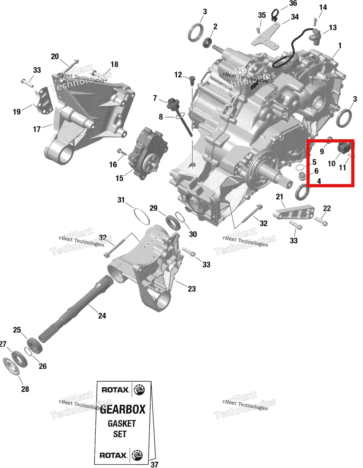 Деталь 420666850 на схеме узла 2021 Can-Am Maverick Turbo R - DS - CE Rotax - Gear Box And Components - 506