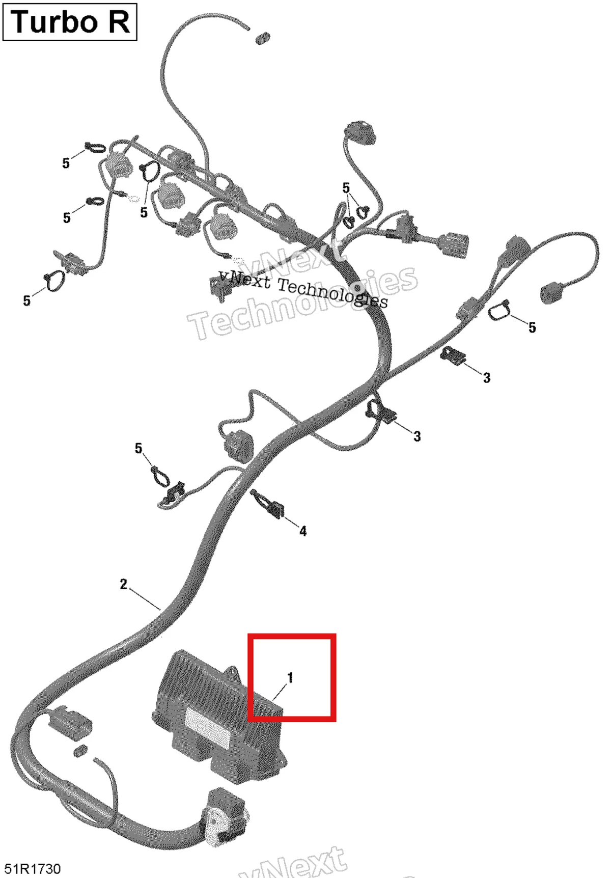 Деталь 420666937 на схеме узла 2017 Can-Am MAVERICK X3 Engine Harness And Electronic Module