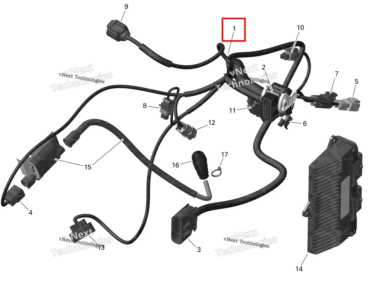 Деталь 420666987 на схеме узла 2021 Can-Am Outlander 450 EFI - STD XU - CE Rotax - Engine Harness And Electronic Module - 450 - International