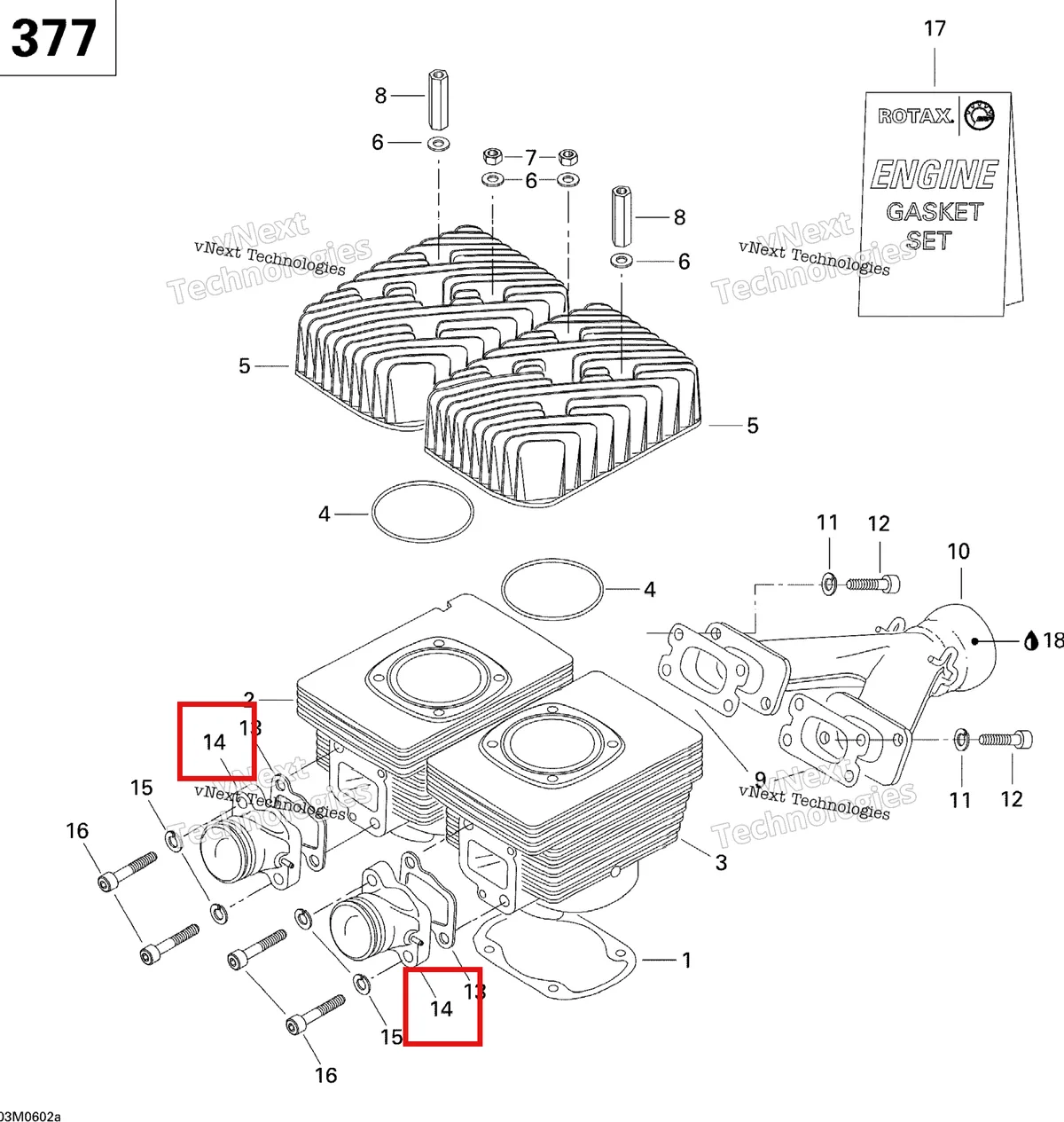 Деталь 420667290 на схеме узла 2006 Ski-Doo GSX 380F Cylinder And Exhaust Manifold Gsx 377