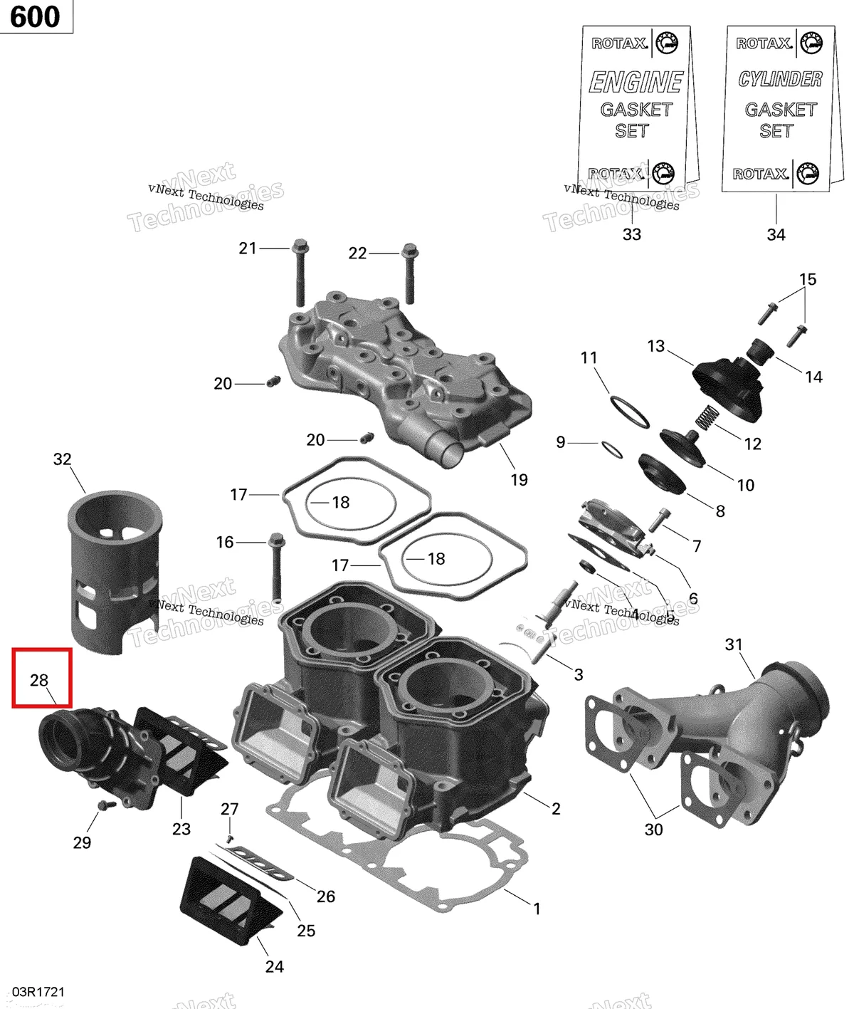 Деталь 420667490 (Потребление Гнездо) на схеме узла 2020 Ski-Doo MXZ 600 CARB Engine - Cylinder And Cylinder Head - 600 Carb