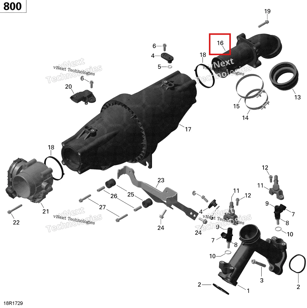 Деталь 420667522 на схеме узла 2020 Can-Am Commander 800R EFI Air Intake Manifold And Throttle Body - 800R Efi