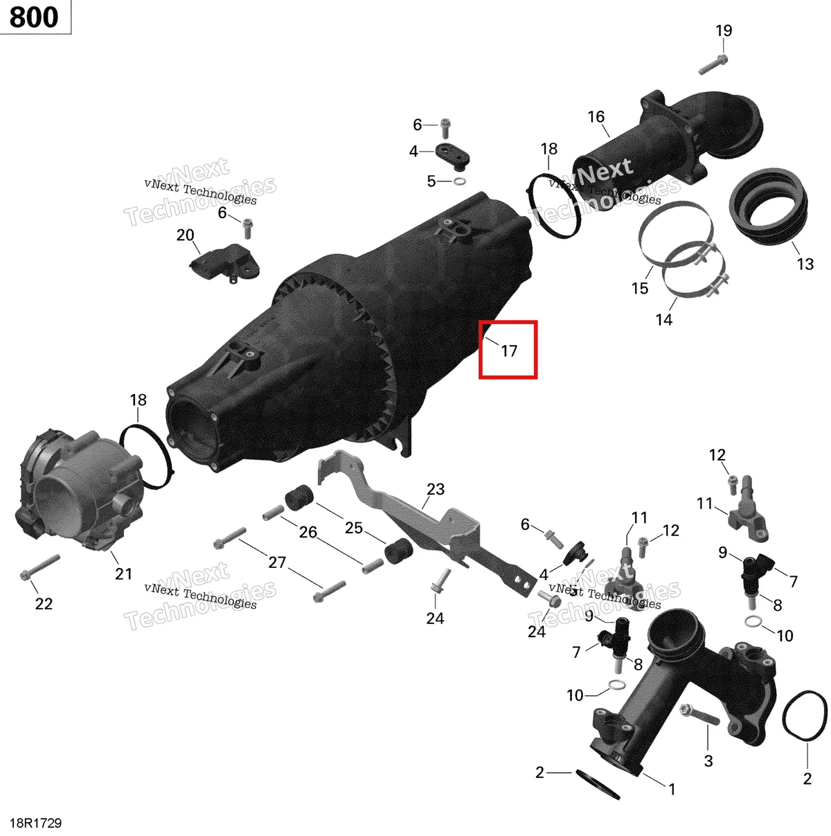 Деталь 420667526 на схеме узла 2020 Can-Am Commander 800R EFI Air Intake Manifold And Throttle Body - 800R Efi