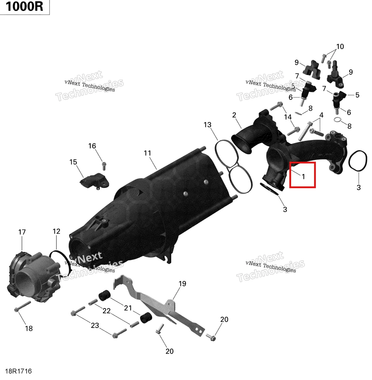 Деталь 420667740 на схеме узла 2020 Can-Am Commander 1000R EFI Air Intake Manifold And Throttle Body - 1000R
