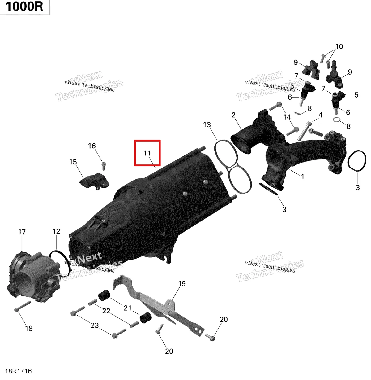 Деталь 420667750 на схеме узла 2020 Can-Am Commander 1000R EFI Air Intake Manifold And Throttle Body - 1000R