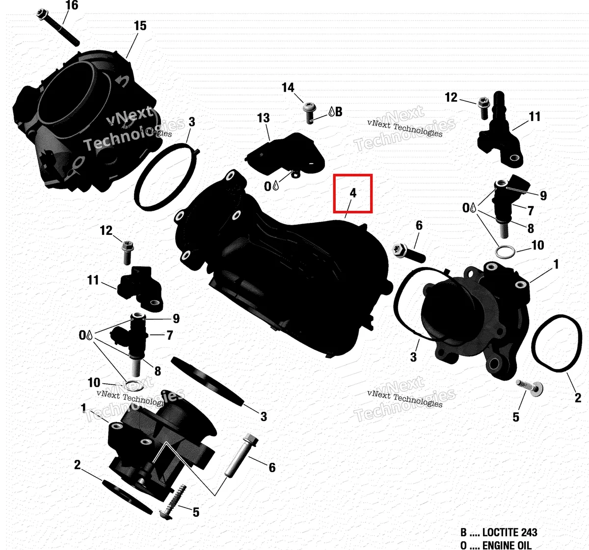 Деталь 420667790 на схеме узла 2020 Can-Am Maverick Sport 1000 - BASE Air Intake Manifold And Throttle Body