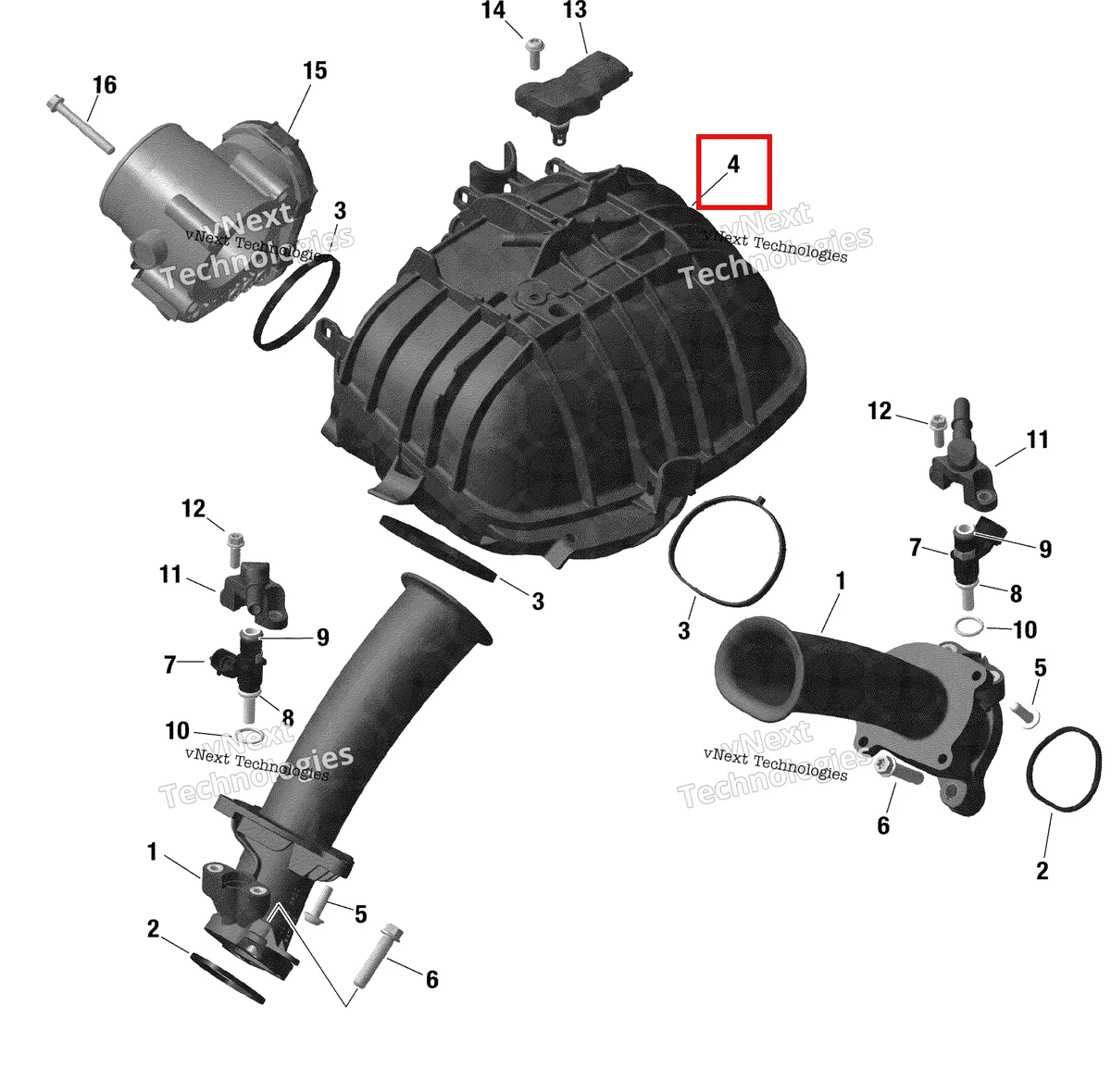 Деталь 420667835 на схеме узла 2021 Can-Am Maverick Sport 1000R - DPS - CE Rotax - Air Intake Manifold And Throttle Body