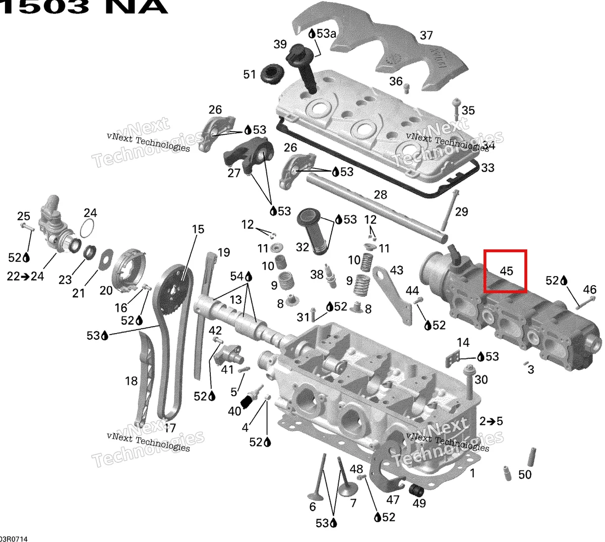 Деталь 420673290 на схеме узла 2007 Sea-Doo GTI 4-TEC SE Cylinder Head