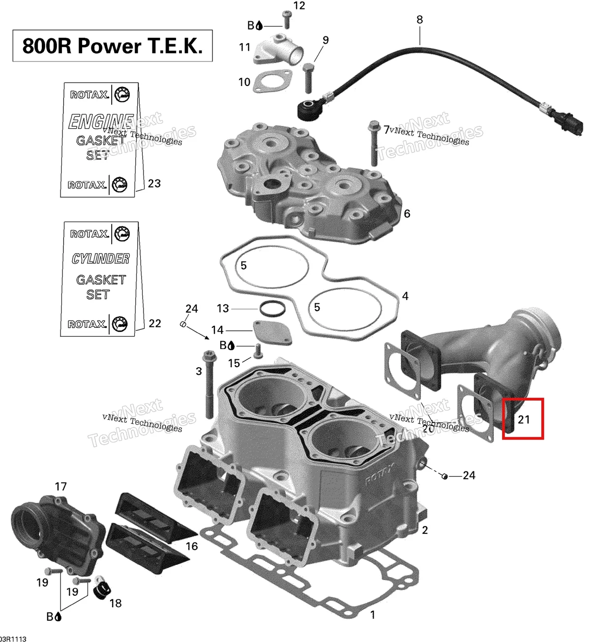 Деталь 420673372 (Выпускной Коллектор) на схеме узла 2011 Ski-Doo MX Z TNT 800R PTEK Cylinder And Cylinder Head