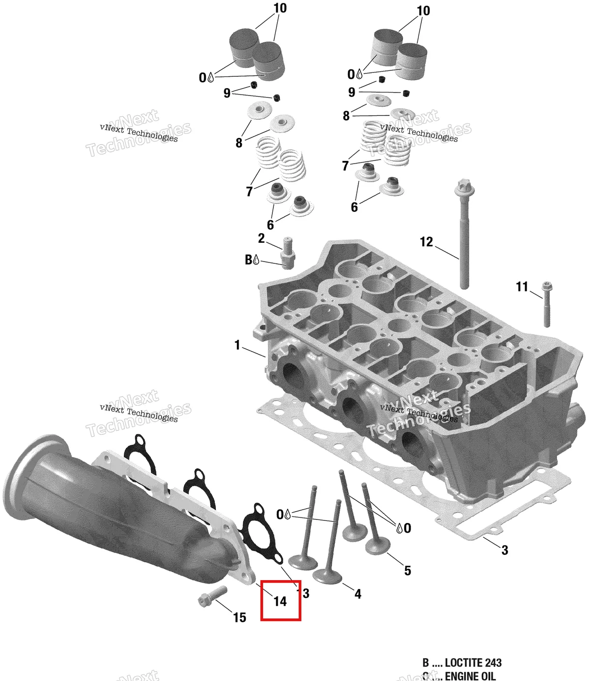 Деталь 420673493 на схеме узла 2018 Can-Am Maverick X3 900HO Cylinder Head And Exhaust Manifold 900 Ho