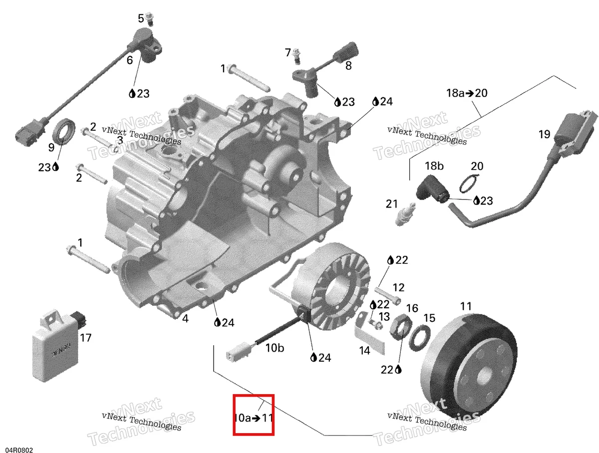 Деталь 420684040 (AC Generator включает 10 a 11 Can-Am Outlander 400 XT (2008) (420684040)) на схеме узла 2008 Can-Am Outlander 400 STD Magneto