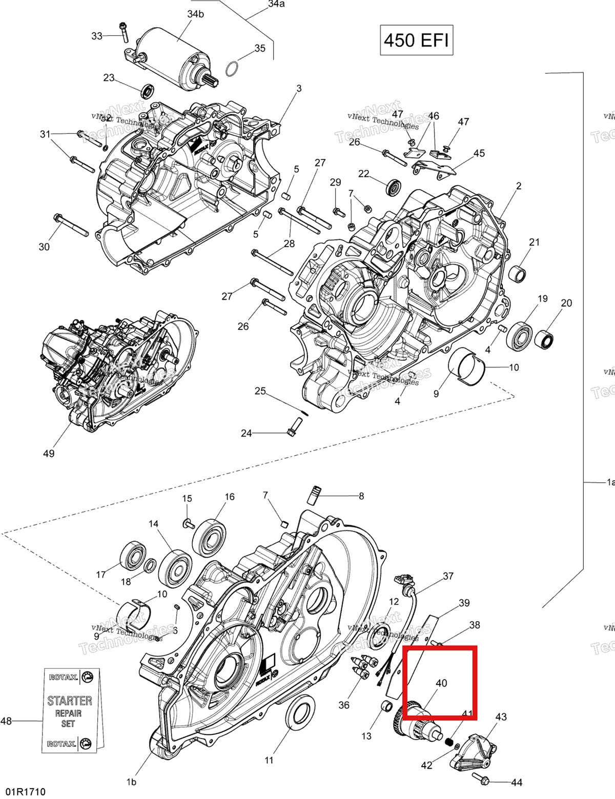 Деталь 420684056 на схеме узла 2018 Can-Am OUTLANDER MAX - 4X4 - STD - 450 EFI - 5CJA - Viper Red Rotax - Crankcase