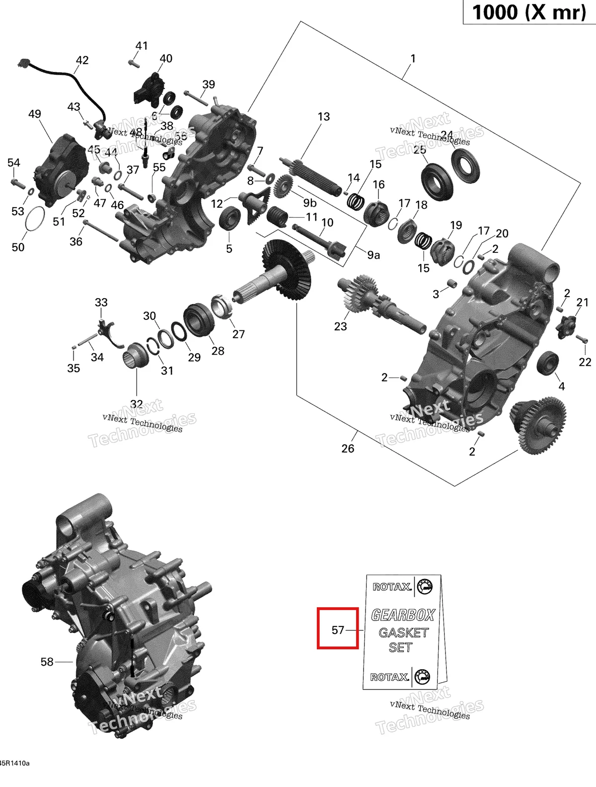 Деталь 420684139 (Комплект прокладок Can-Am Outlander 1000 EFI DPS XT XT-P (2014) (420684139)) на схеме узла 2014 Can-Am OUTLANDER 1000EFI XMR Gear Box 1