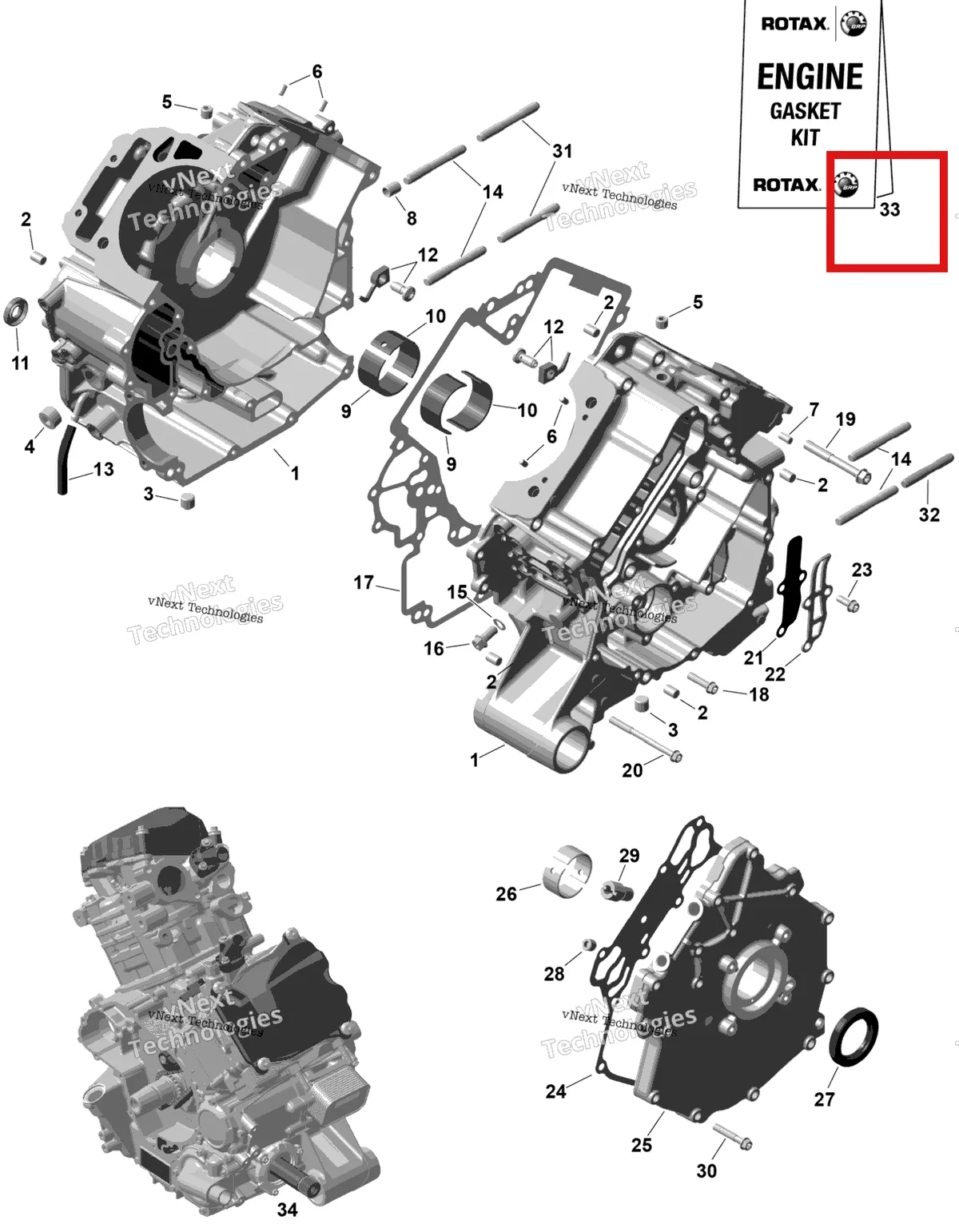 Деталь 420684150 на схеме узла 2026 Can-Am RENEGADE - 4X4 - XMR - 1000R EFI - 5UTA - Hyper Silver Rotax - Crankcase