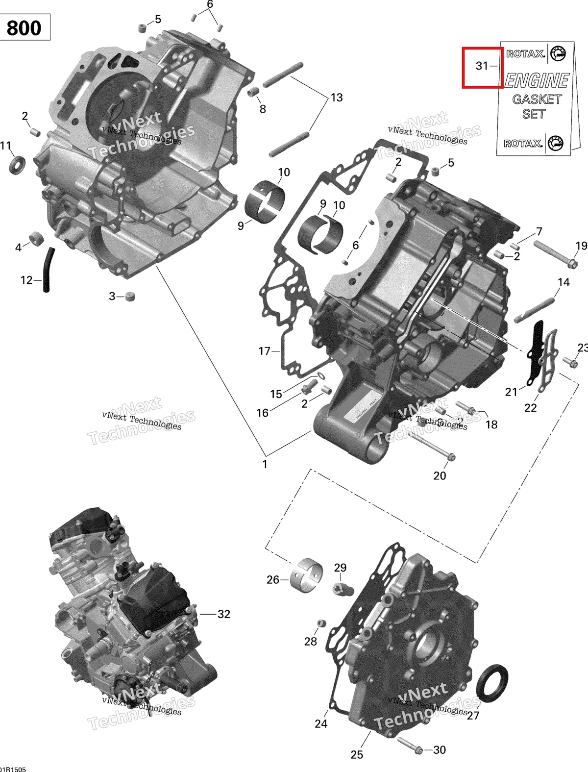 Деталь 420684165 на схеме узла 2015 Can-Am OUTLANDER 800R EFI XMR Crankcase