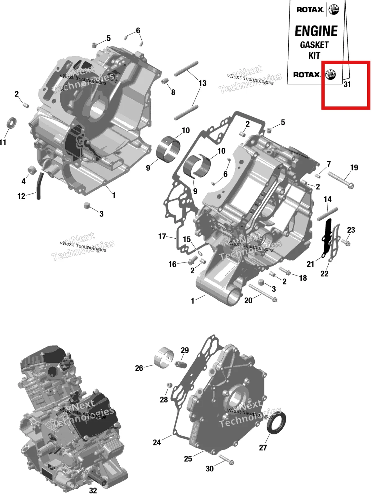 Деталь 420684167 на схеме узла 2024 Can-Am Outlander MAX 850 EFI 4X4 - 2LRG - XT Package - Fiery Red Metallic Rotax - Crankcase