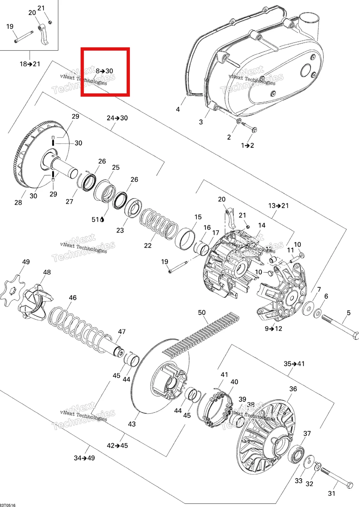 Деталь 420684340 на схеме узла Belt And Engine Pulley System