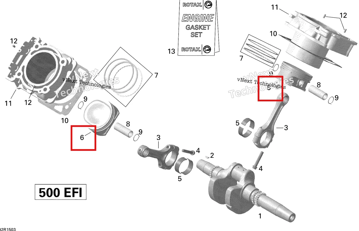 Деталь 420684412 на схеме узла 2015 Can-Am OUTLANDER 500 EFI Crankshaft, Piston And Cylinder