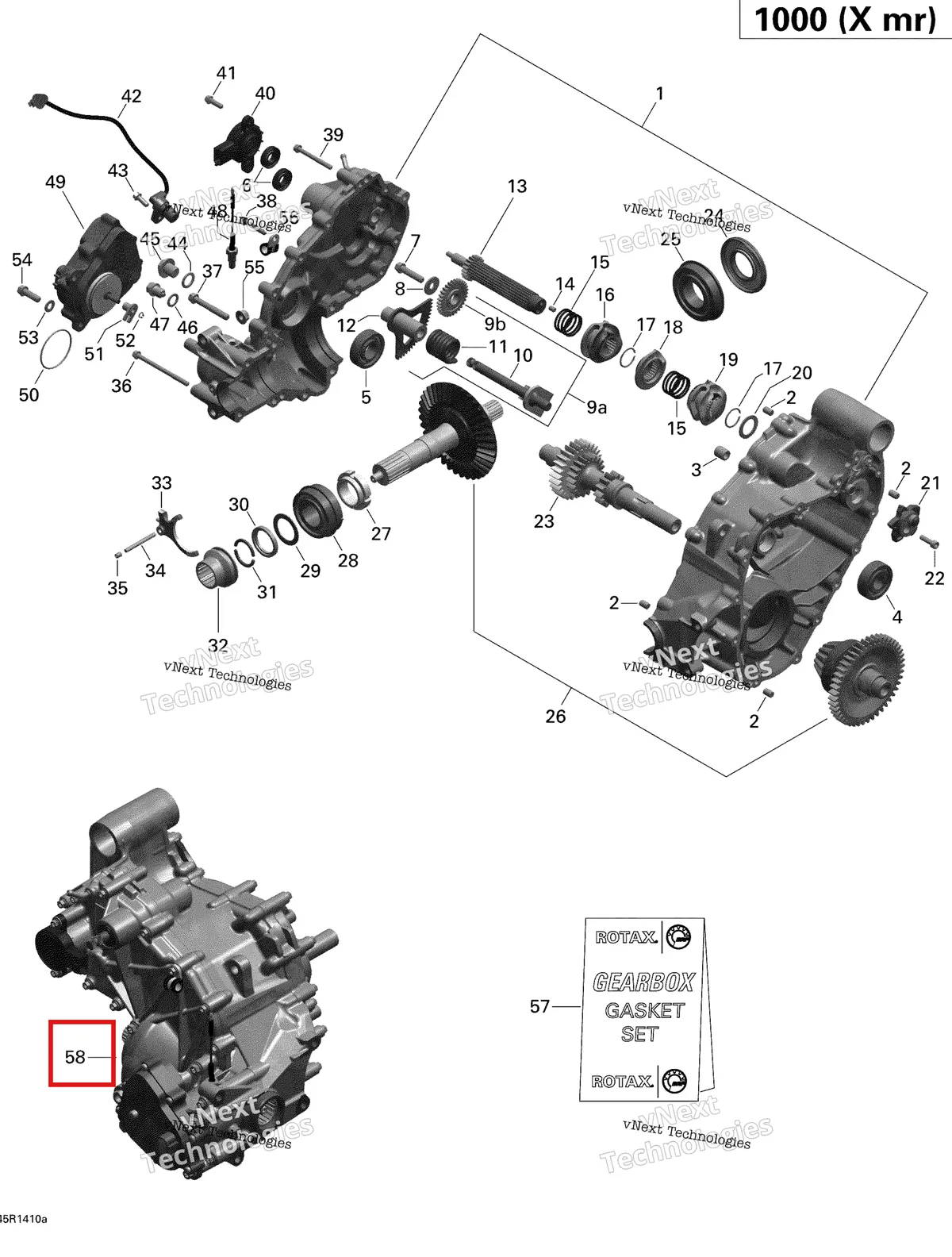 Деталь 420684784 на схеме узла 2014 Can-Am OUTLANDER 1000EFI XMR Gear Box 1