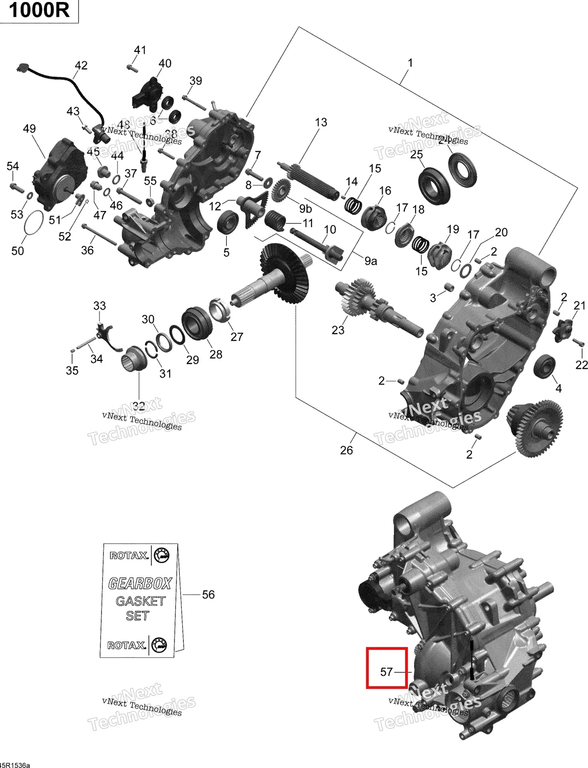 Деталь 420684823 на схеме узла 2015 Can-Am MAVERICK 1000 XDS-DPS Gear Box 1 Turbo