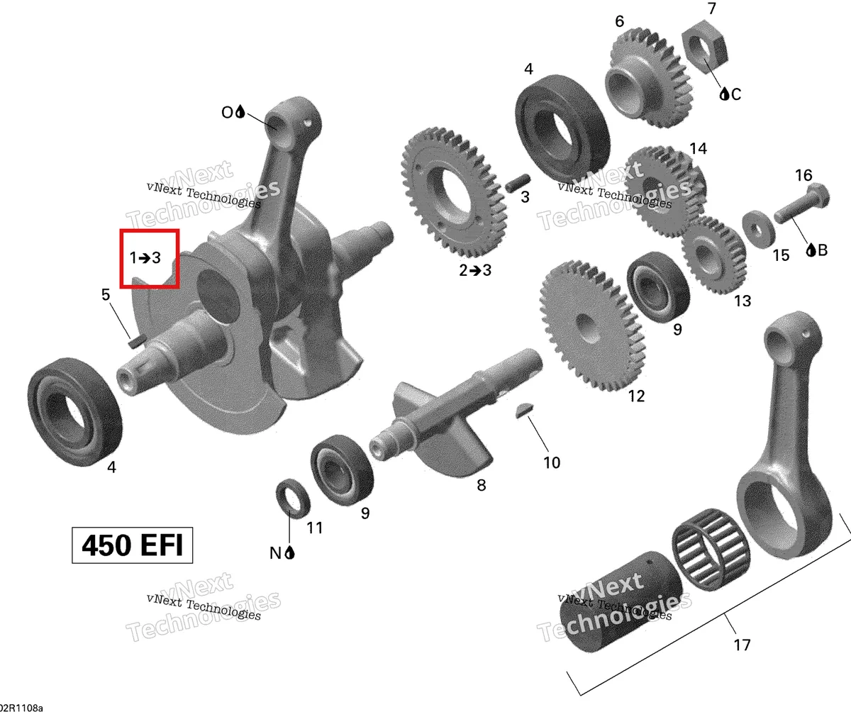 Деталь 420685091 на схеме узла 2011 Can-Am DS 450 EFI Crankshaft