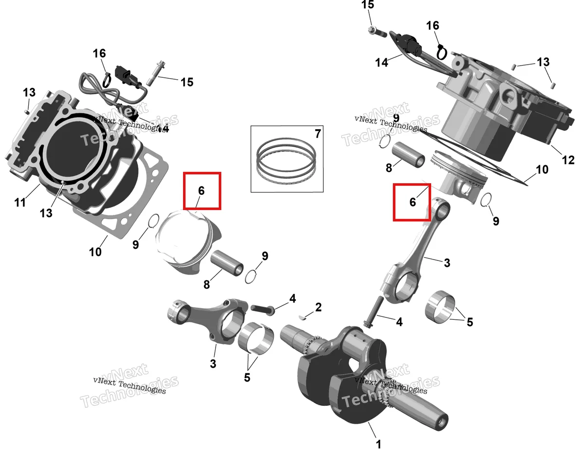 Деталь 420685248 на схеме узла 2026 Can-Am RENEGADE - 4X4 - XMR - 1000R EFI - 5UTA - Hyper Silver Rotax - Crankshaft, Pistons And Cylinder