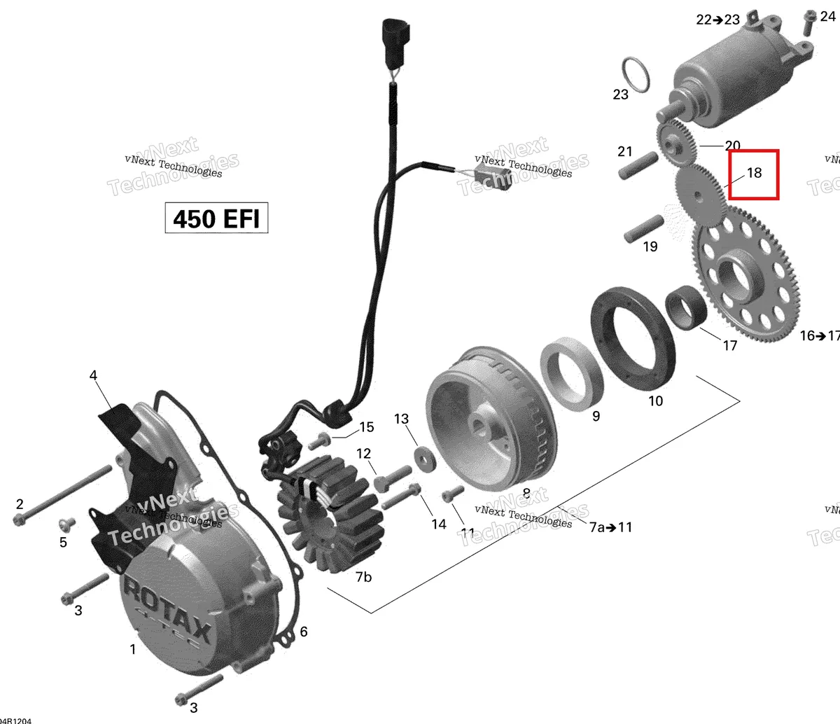 Деталь 420685300 на схеме узла 2015 Can-Am DS 450EFI STD Magneto And Electric Starter