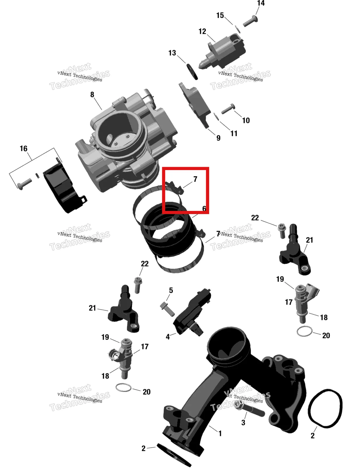 Деталь 420685324 на схеме узла Rotax - Air Intake Manifold And Throttle Body