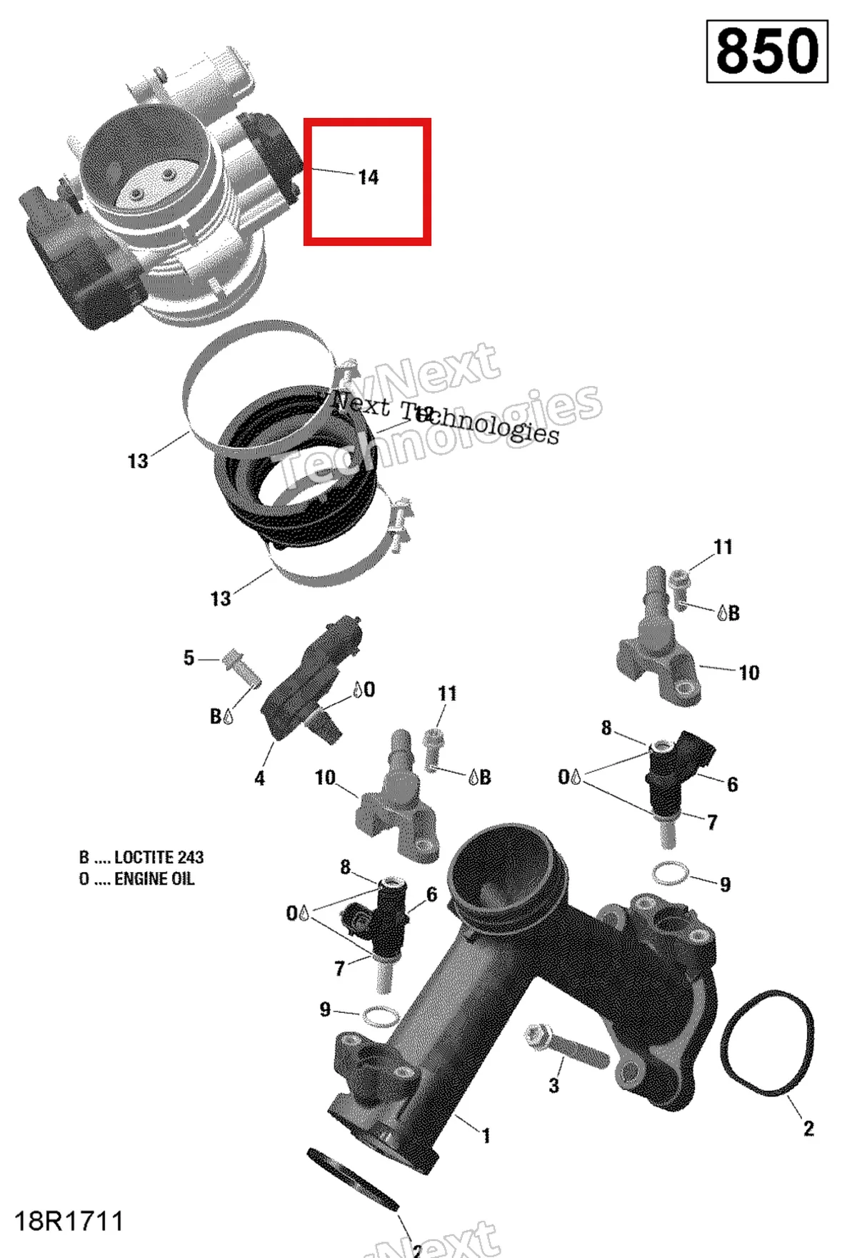 Деталь 420685325 на схеме узла 2019 Can-Am Outlander 850 EFI Air Intake Manifold And Throttle Body - 850 Efi