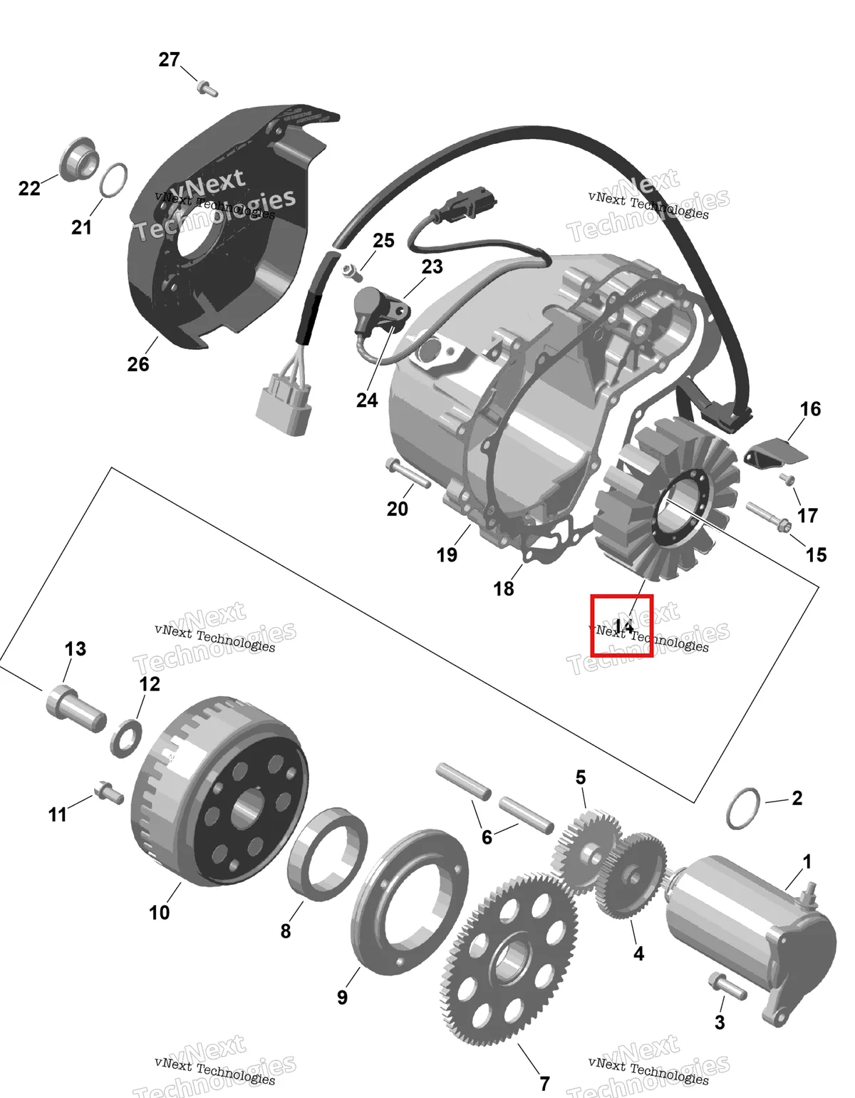 Деталь 420685634 на схеме узла 2026 Can-Am RENEGADE - 4X4 - XMR - 1000R EFI - 5UTA - Hyper Silver Rotax - Magneto And Electric Starter