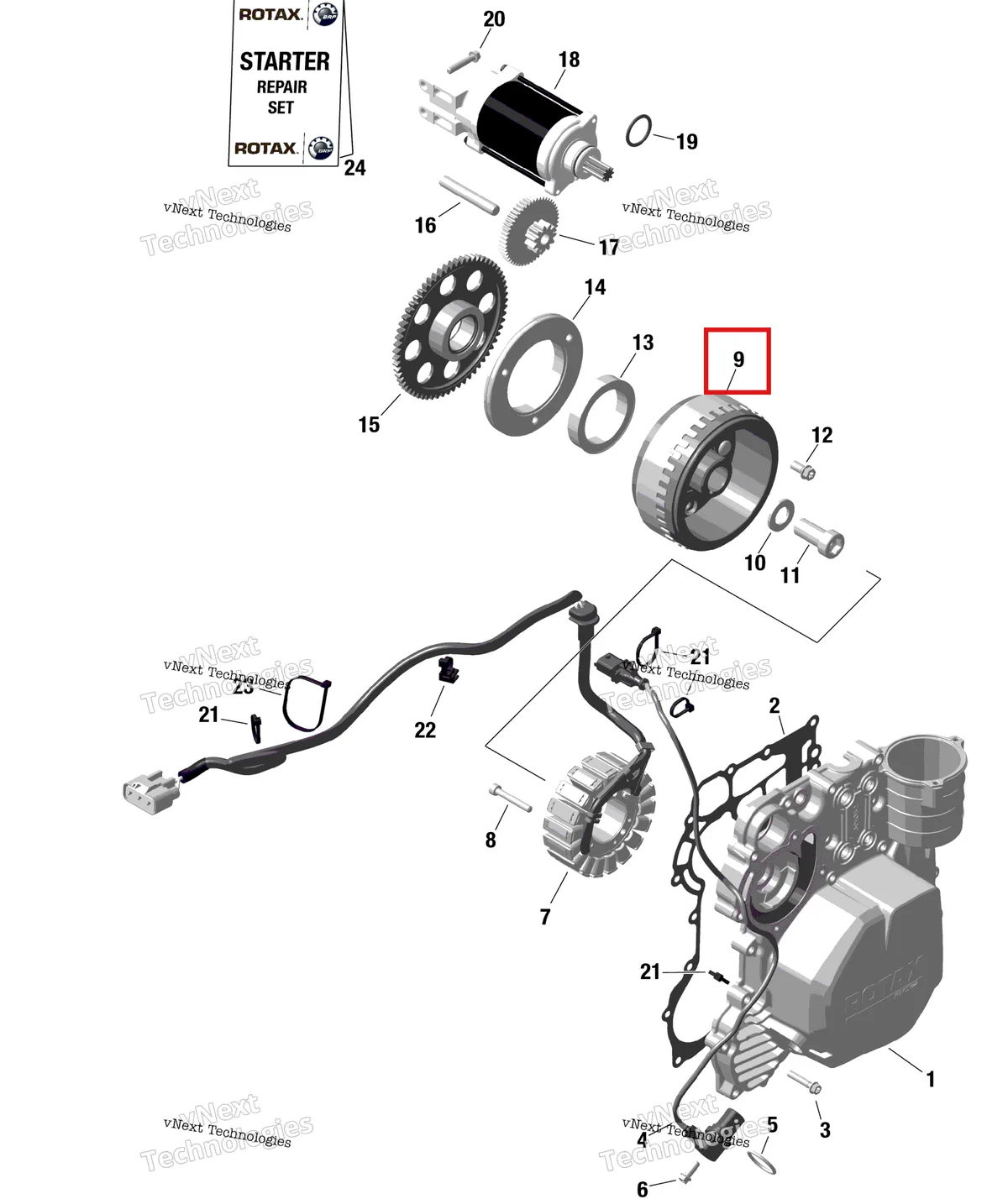 Деталь 420685700 (Маховик Магнето) на схеме узла Rotax - Magneto And Electric Starter