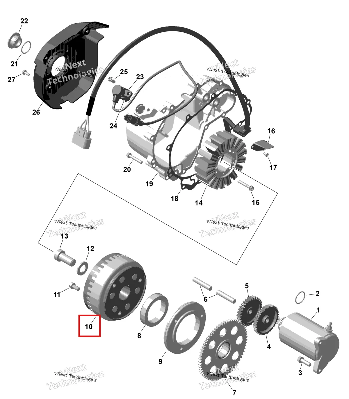 Деталь 420685701 на схеме узла 2025 Can-Am OUT-MAX - 6X6 - XT - 1000 EFI - 5ZSA - Boreal Green Rotax - Magneto And Electric Starter