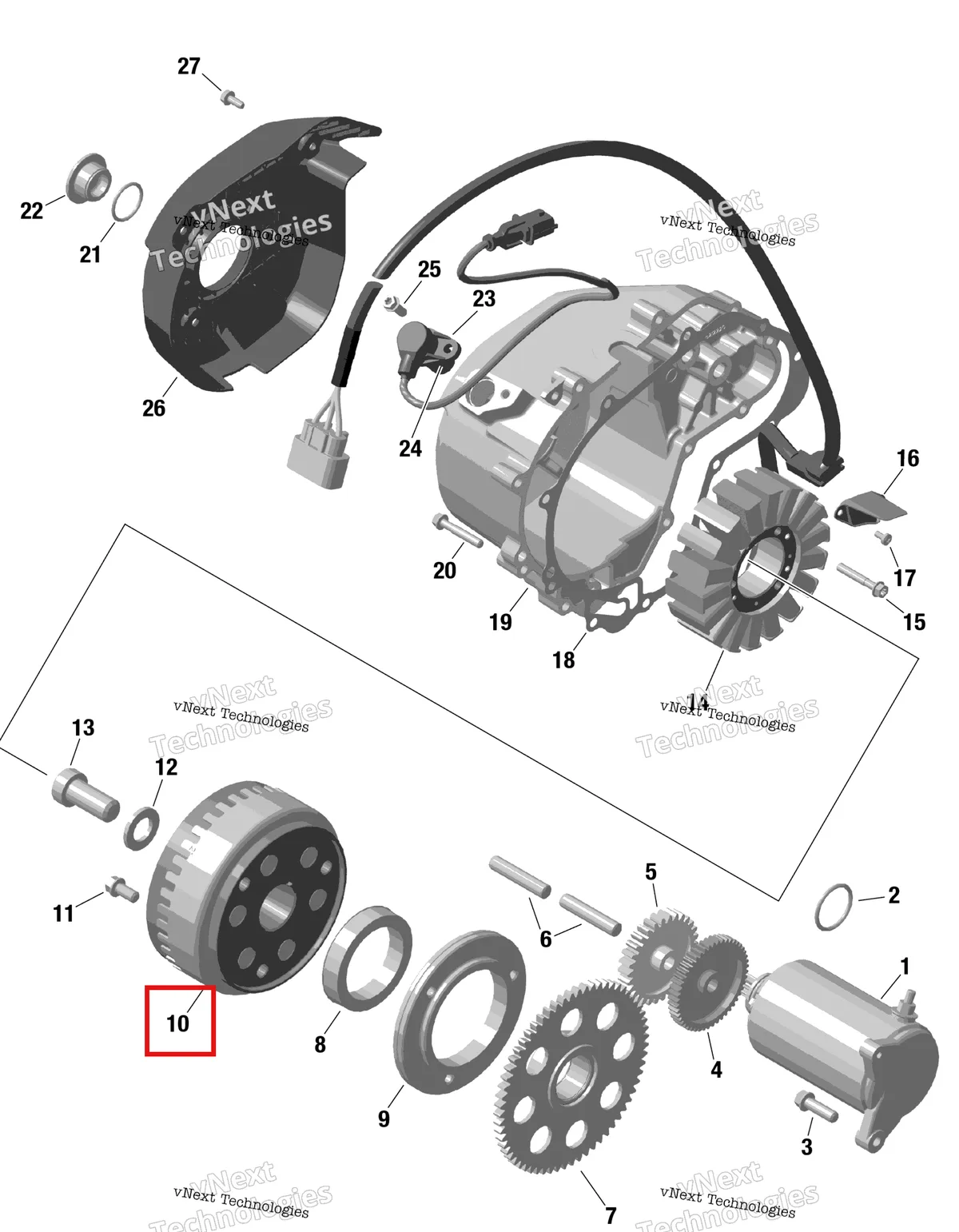 Деталь 420685703 на схеме узла Rotax - Magneto And Electric Starter