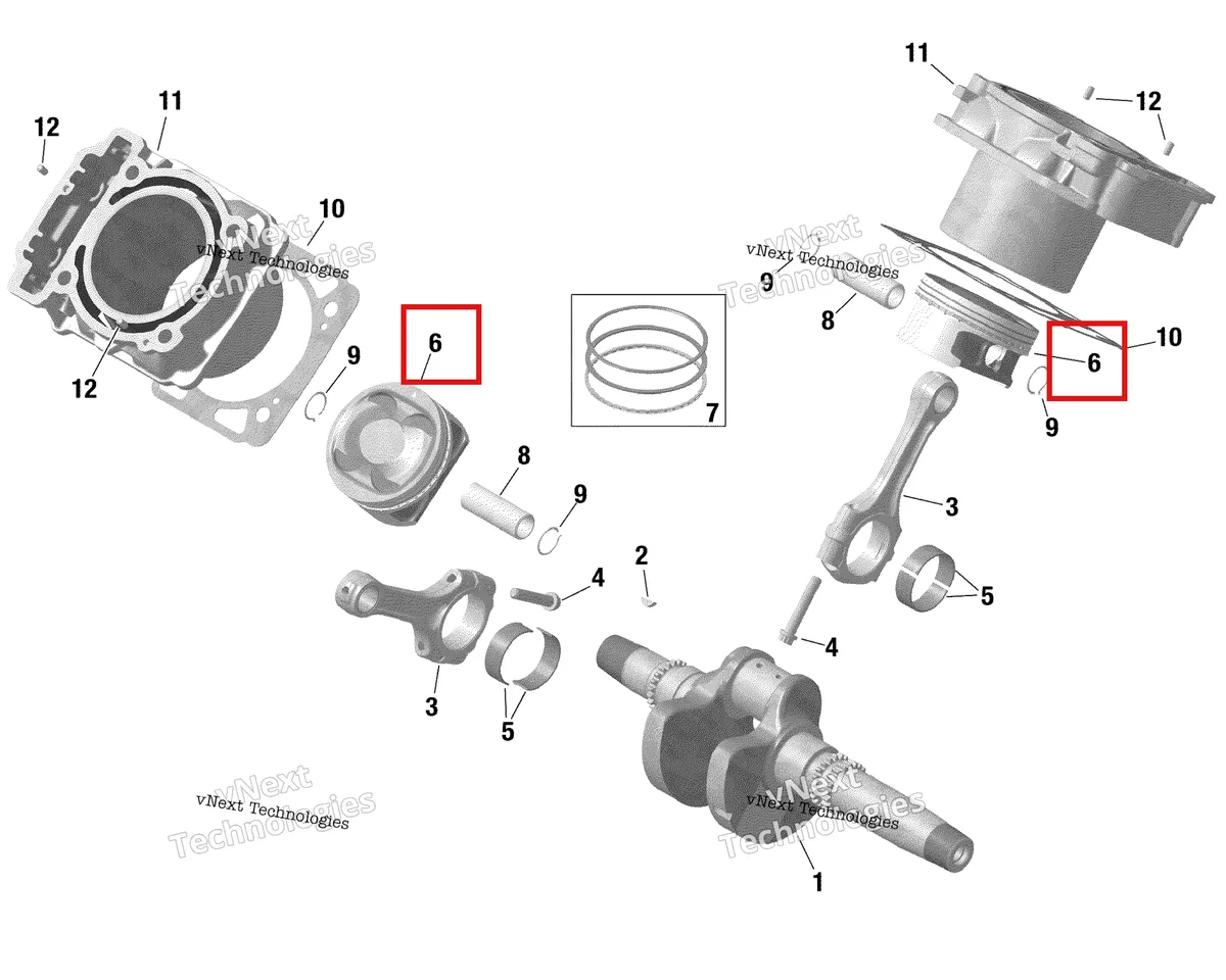 Деталь 420685714 на схеме узла 2021 Can-Am Traxter HD8 - DPS - CE Rotax - Crankshaft, Piston And Cylinder