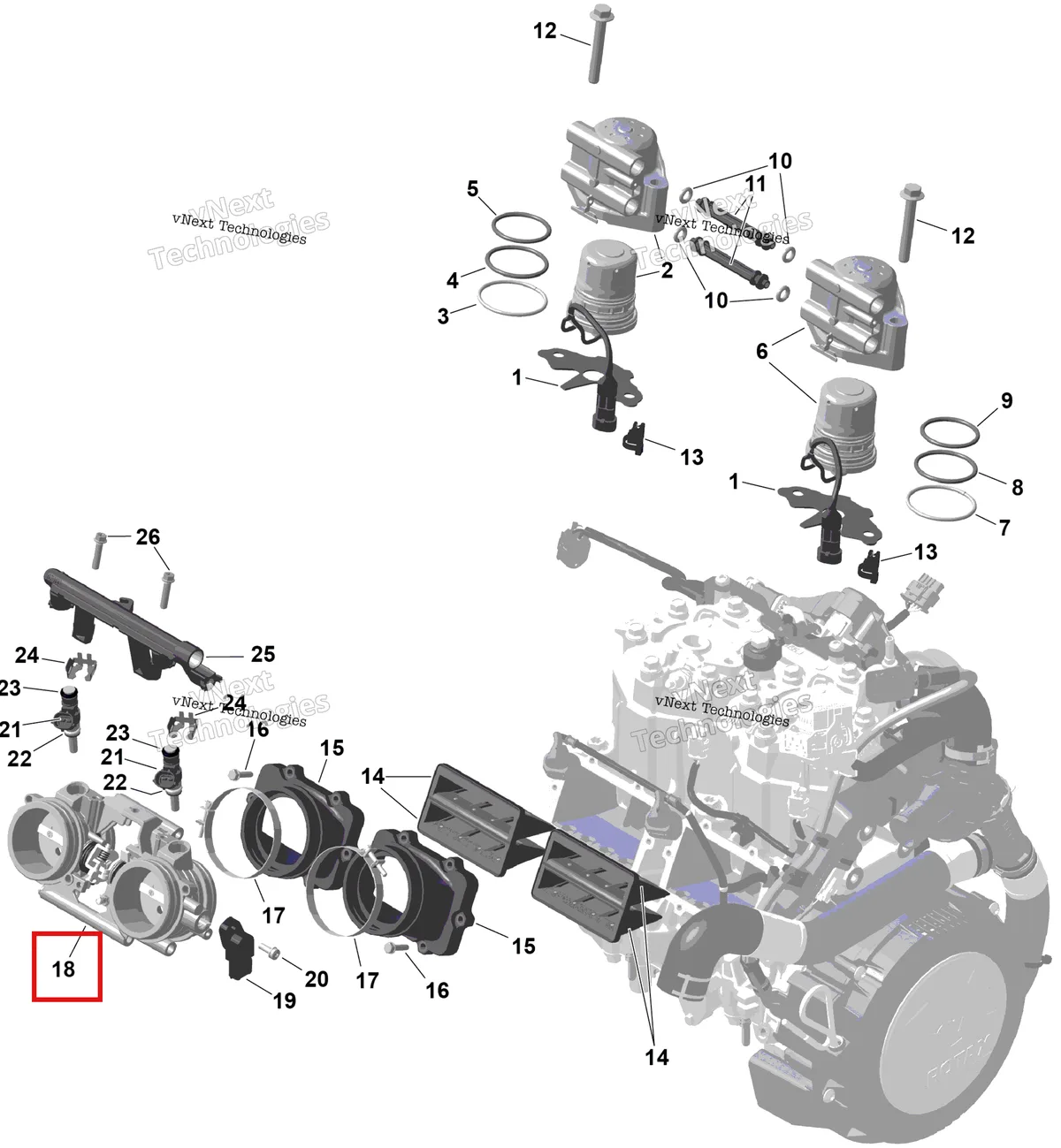 Деталь 420685756 на схеме узла 2026 Ski-Doo MXZ - RACING - 600 RS - BMTA - Neo Yellow - 15X137X1.75R Track Rotax - Electronic Fuel Injection