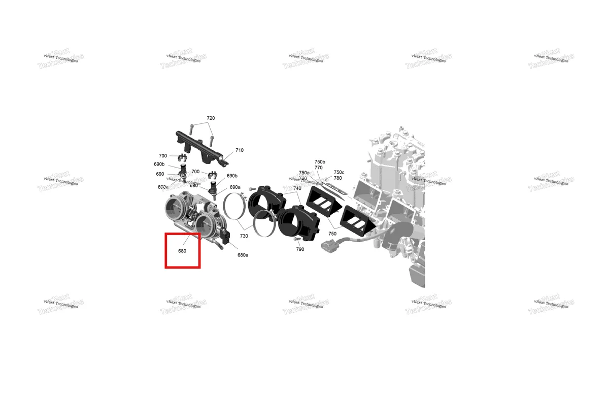 Деталь 420685759 на схеме узла 2027 Ski-Doo SUMMIT - NEO - 600 EFI - TWVA - Deep Black - 14X146X1.6CF Track Rotax - Electronic Fuel Injection