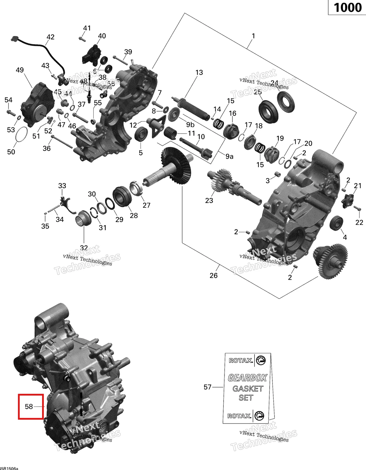 Деталь 420685802 на схеме узла 2015 Can-Am RENEGADE 1000 EFI Gear Box 1