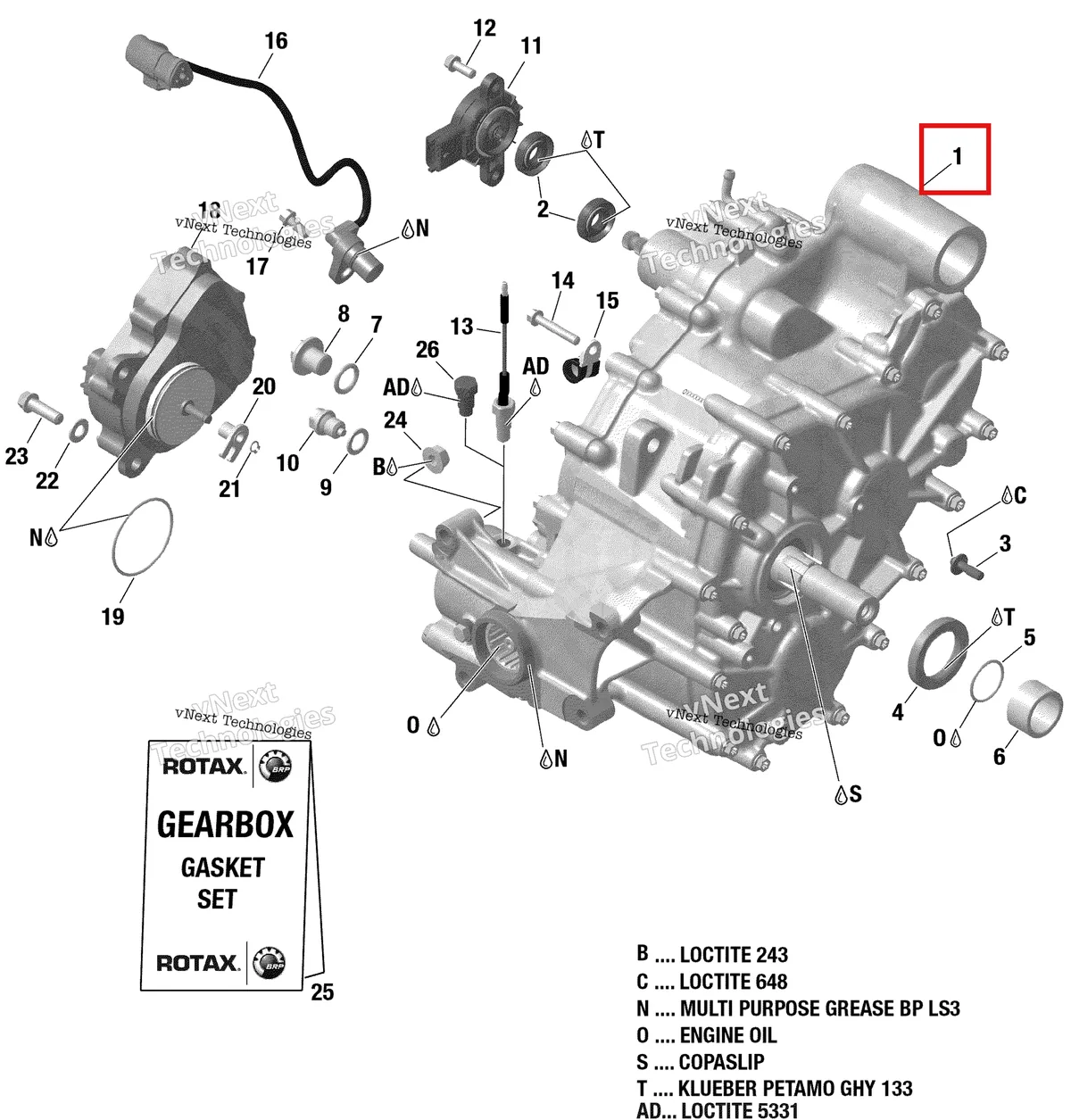 Деталь 420685809 на схеме узла 2018 Can-Am OUTLANDER - 4X4 - XXC - 1000R - 1XJA - Sunburst Yellow Rotax - Gear Box And Components 420685809