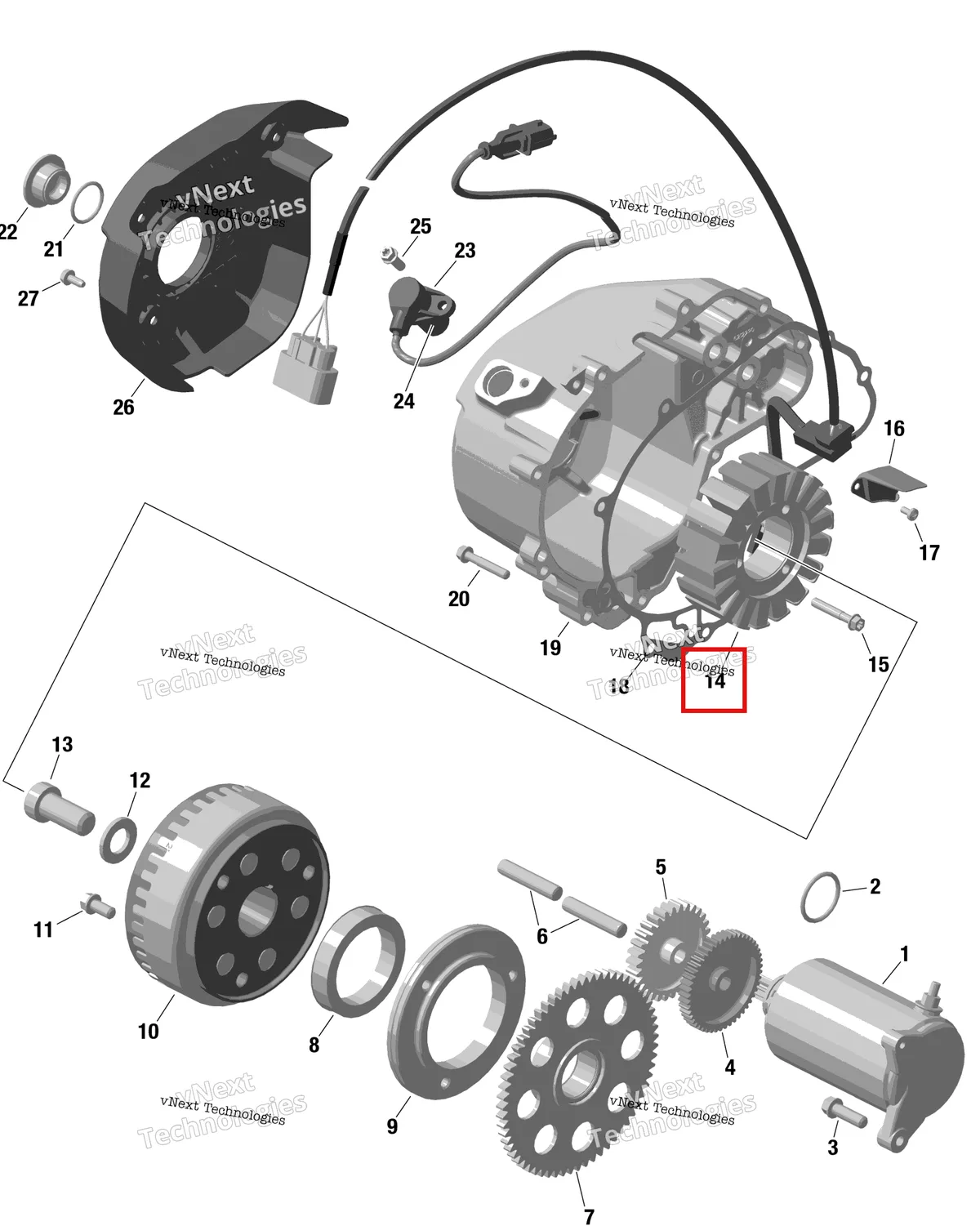 Деталь 420685920 на схеме узла Rotax - Magneto And Electric Starter