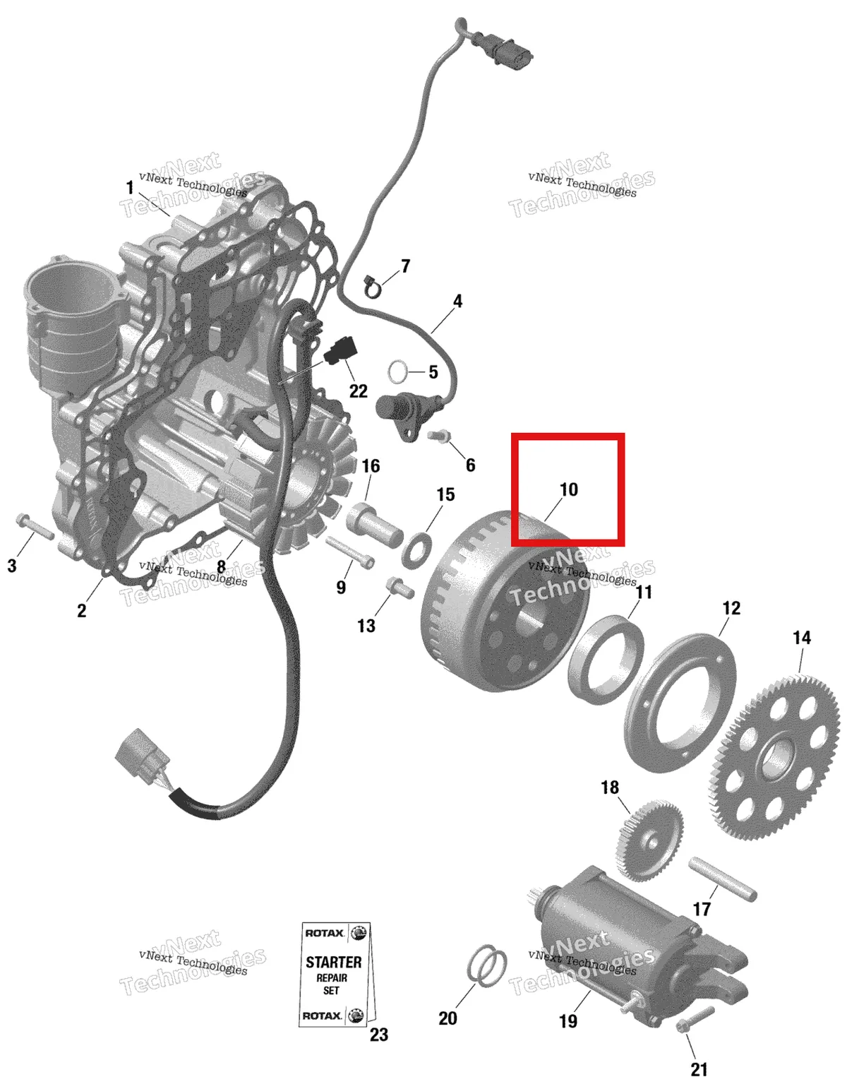 Деталь 420686192 (Маг. Маховик с Триггером колеса) на схеме узла 2022 Can-Am Maverick Turbo RR - DS - CE Rotax - Magneto And Electric Starter - Turbo